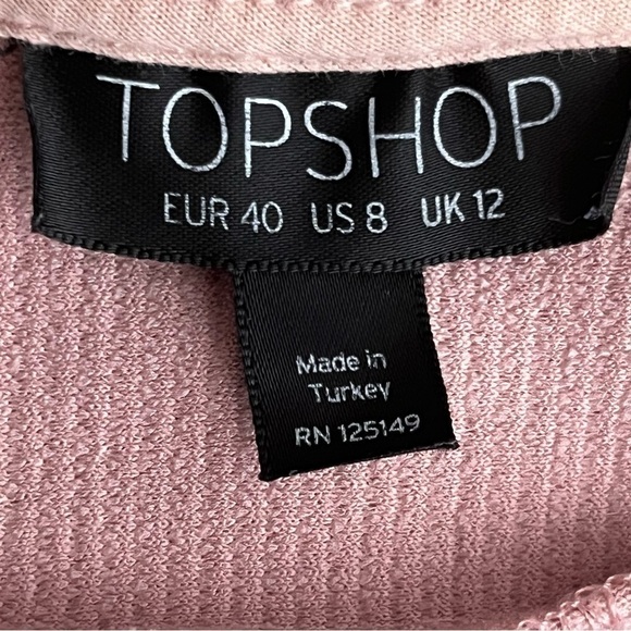 TOPSHOP t-bar strap ribbed bodysuit pink spaghetti straps gusset closure size 8 - Picture 6 of 10